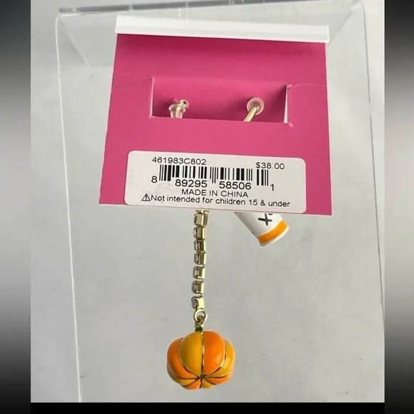 NWT Betsey Johnson Pumpkin Spice Coffee & Pumpkin Mismatch Drop Earrings - Picture 10 of 12